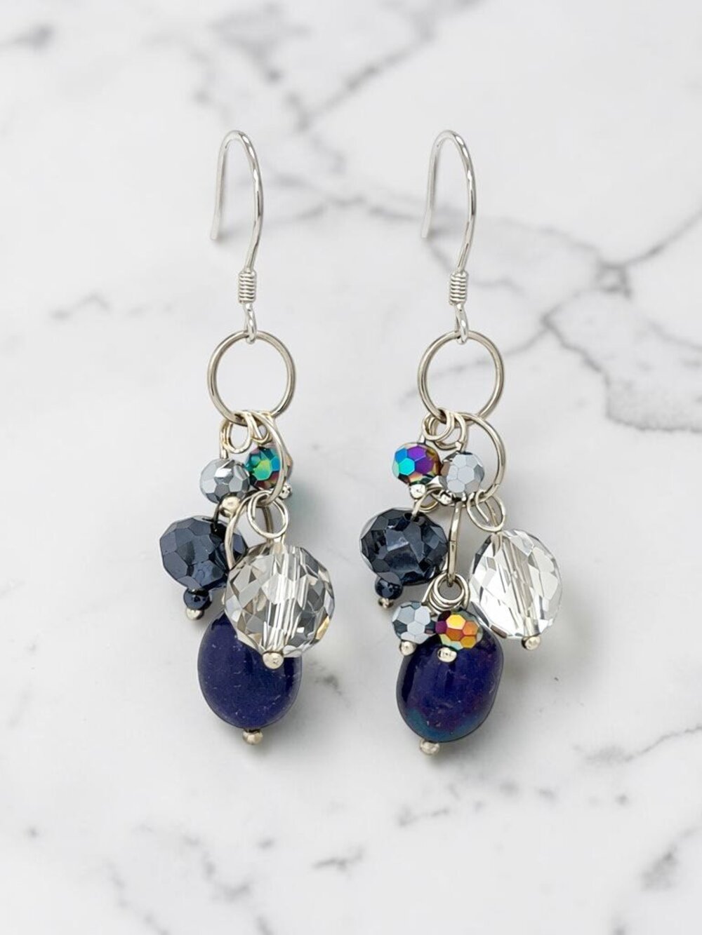 Blue Cultured Freshwater Pearl Earrings in 925 Sterling Silver
